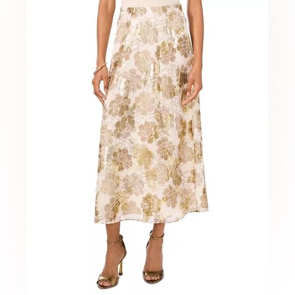 NEW Vince Camuto Metallic Floral-Print Midi Skirt Floral Maxi Skirt Size S - Picture 10 of 10